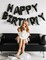 Happy Birthday Balloon Banner – 16” Black Foil Letter Balloons, HBD Mylar Birthday Sign for Women, Men, Boys & Girls Party Decorations (Black)